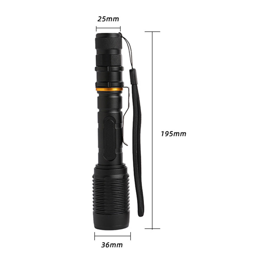 Cross-border   Classic Rattlesnake 10W strong light flashlight shrink zoom with pen holder