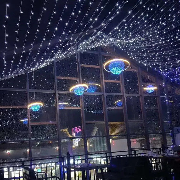 Wedding props surround the planet lights wedding stage window chandelier channel photo area star ball decorative lights