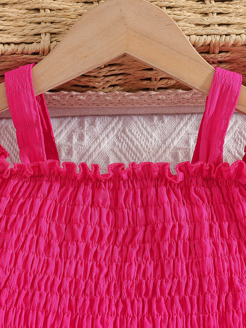 girls' outfit set: peach pink camisole top and tiered skirt - two-piece separates