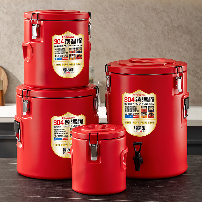 Insulated 304 stainless steel milk tea bucket - perfect for street vendors, fruit tea stalls, and commercial use. also ideal as an ice bucket or food warmer