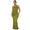C7797 cross-border  new women's bandeau drape mermaid maxi dress sexy bodycon evening gown