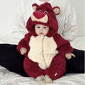 Baby girl onesie, infant winter loungewear, unisex strawberry bear cartoon super cute outfit, toddler romper