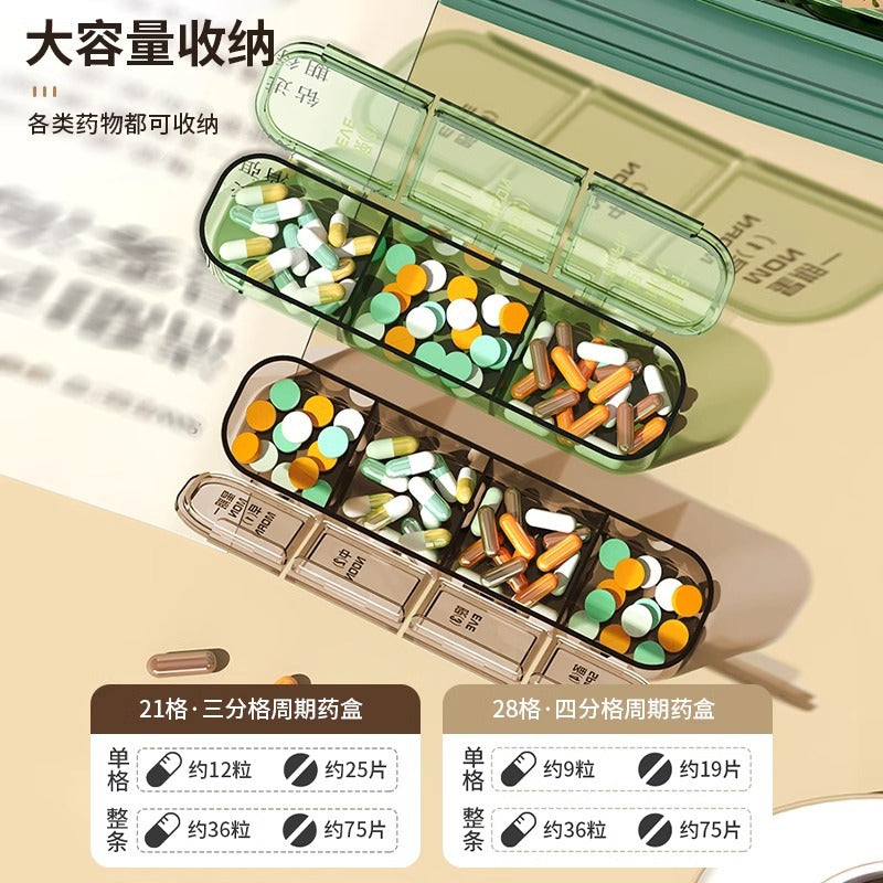 Medicine box portable, three meals a day, portable medicine packing box, medicine reminder box seven days a week, large-capacity medicine dispenser