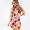 M cross-border fashion ins direct sales stereo flower mesh lace embroider hip-covering silmslimming look sexydress