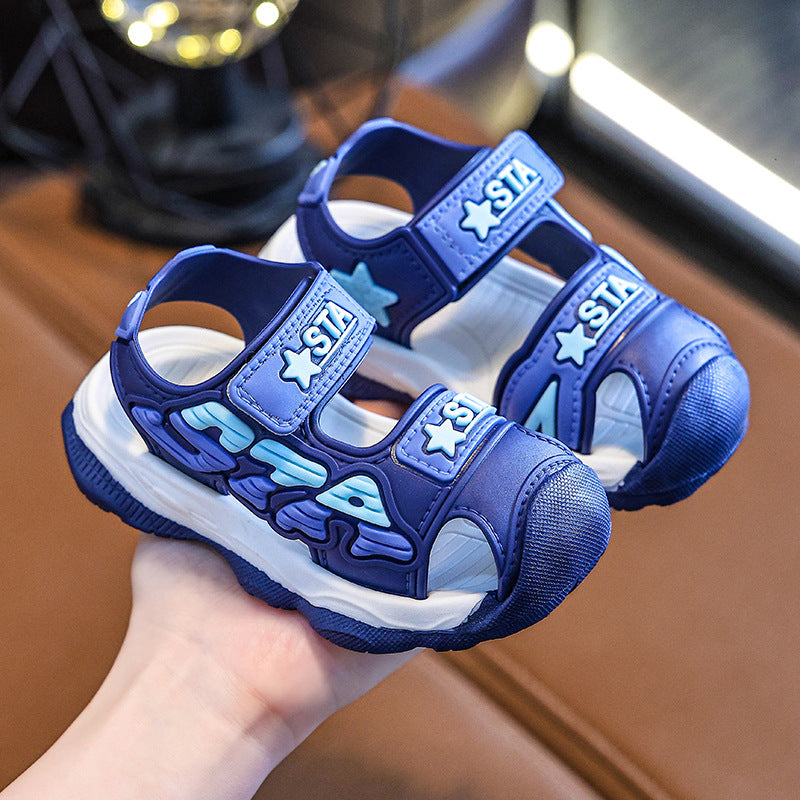 new kids' sandals: summer anti-slip soft sole, velcro closure, for boys (mid-to-large children) and toddlers, perfect for the beach