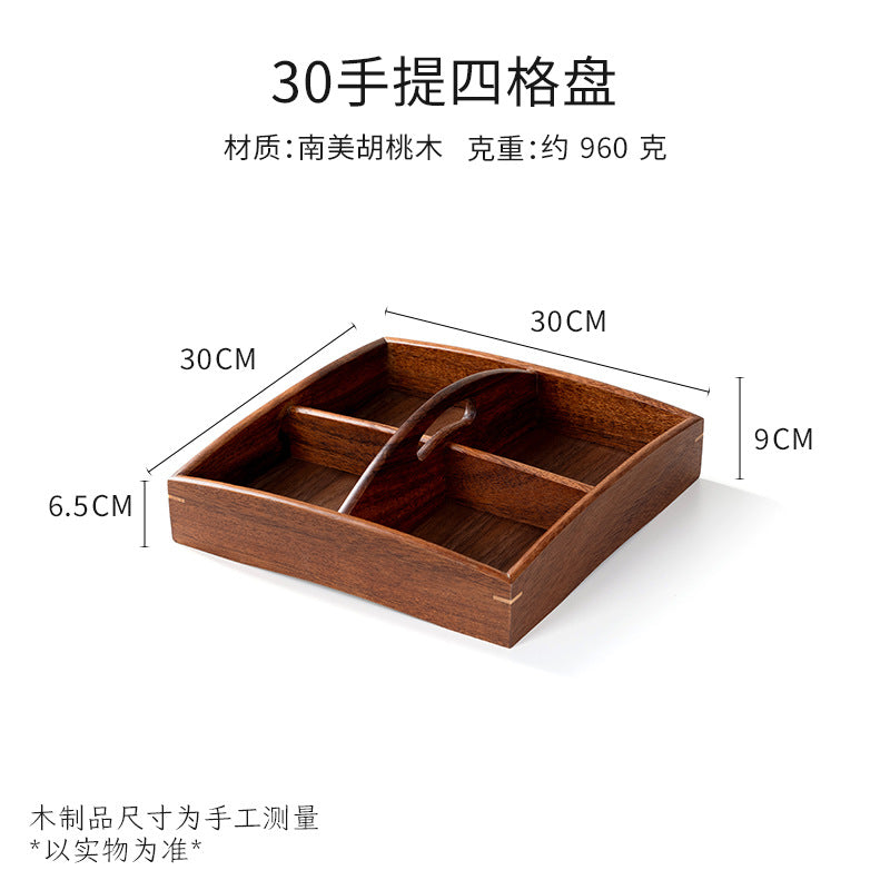 Walnut wood fruit platter solid wood round salad bowl dish dinner plate household kids fruit plate wholesale wooden tray