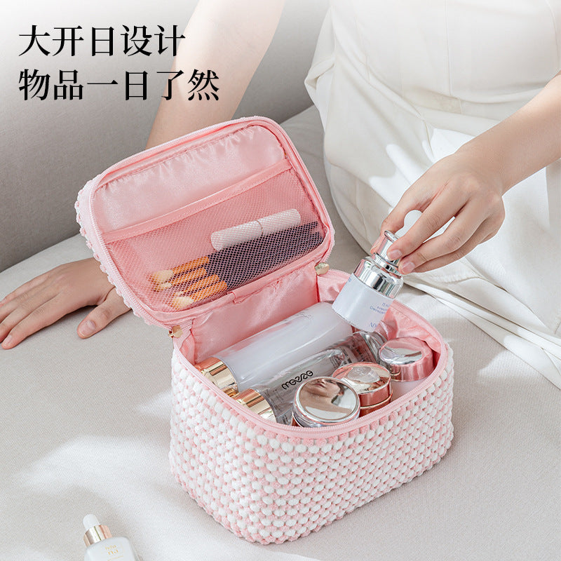 Flannel cosmetic bag, portable, hand-held red envelope, corduroy classification, flip bag, large-capacity portable storage bag set.