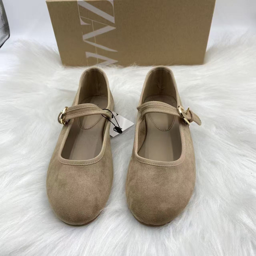 Za french round toe small flats evening gentle lady with skirt flats scoop shoes retro mary jane flats women's shoes