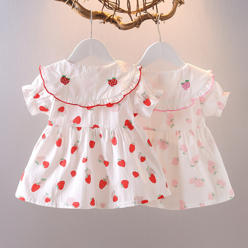 Dropshipping  new strawberry kids' dress - summer short sleeve baby princess dress - in stock for toddlers and young children