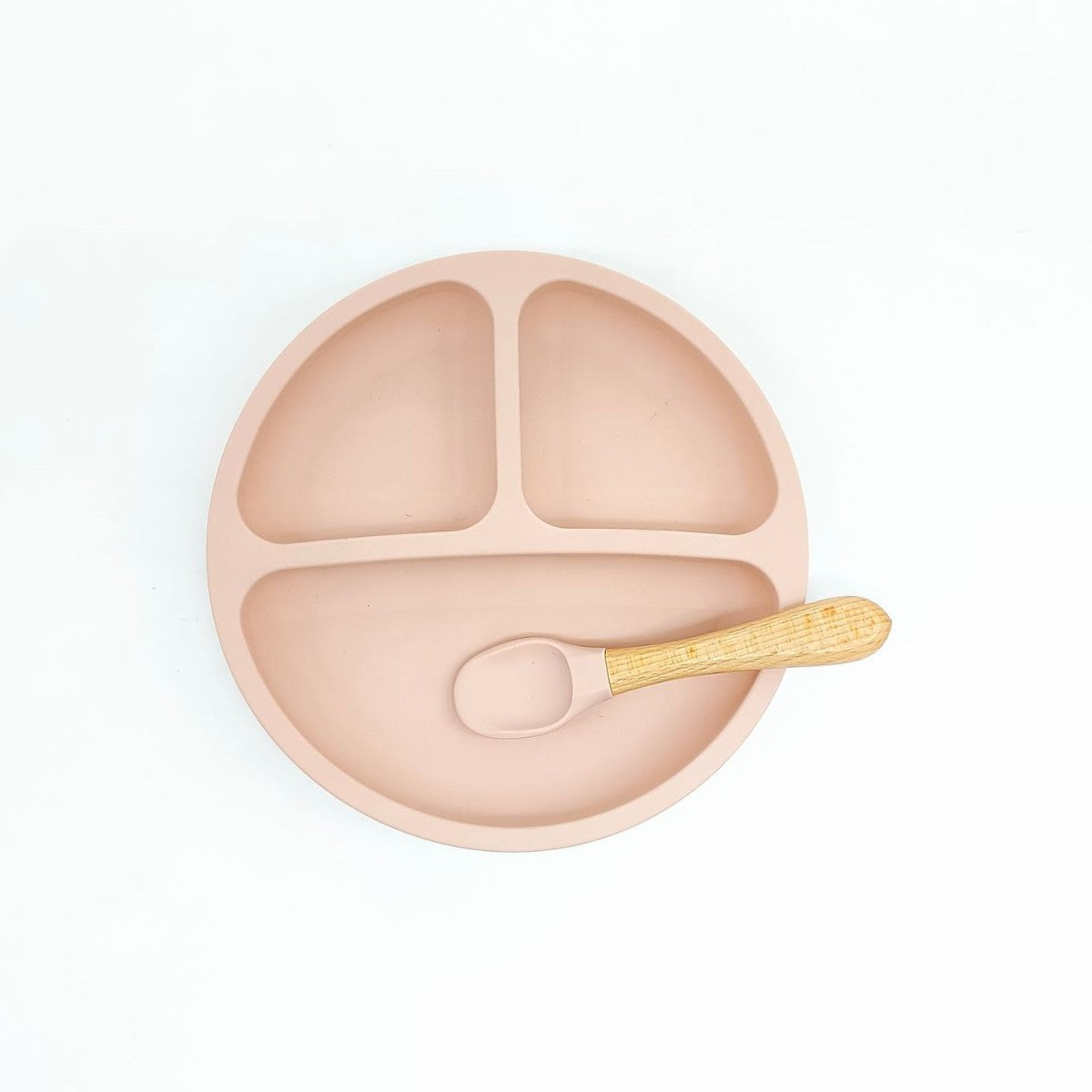 Factory wholesale food grade silicone complementary food bowl fork spoon saliva pocket 4-piece set grid plate children's tableware set