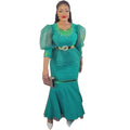 supply of african women's clothing, lotus leaf organza puff sleeve tops and skirt embroidered sequinsuit special price