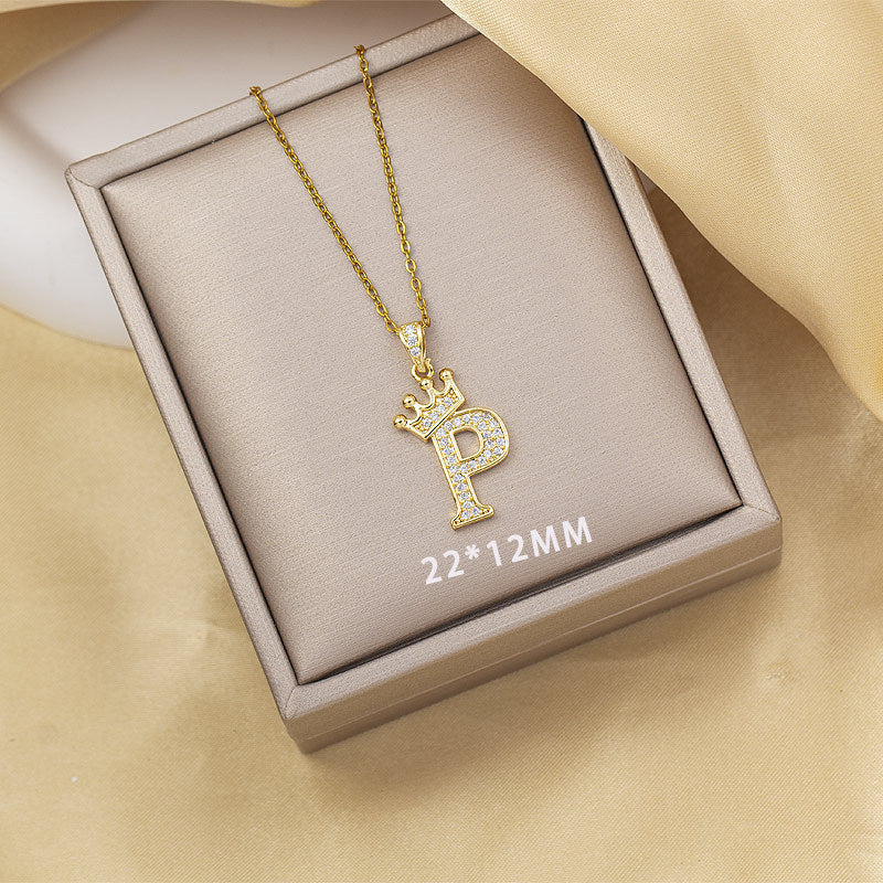 High-end letter layered necklace - 26 alphabet charms, cross-border bestseller, minimalist fashion, premium titanium steel jewelry