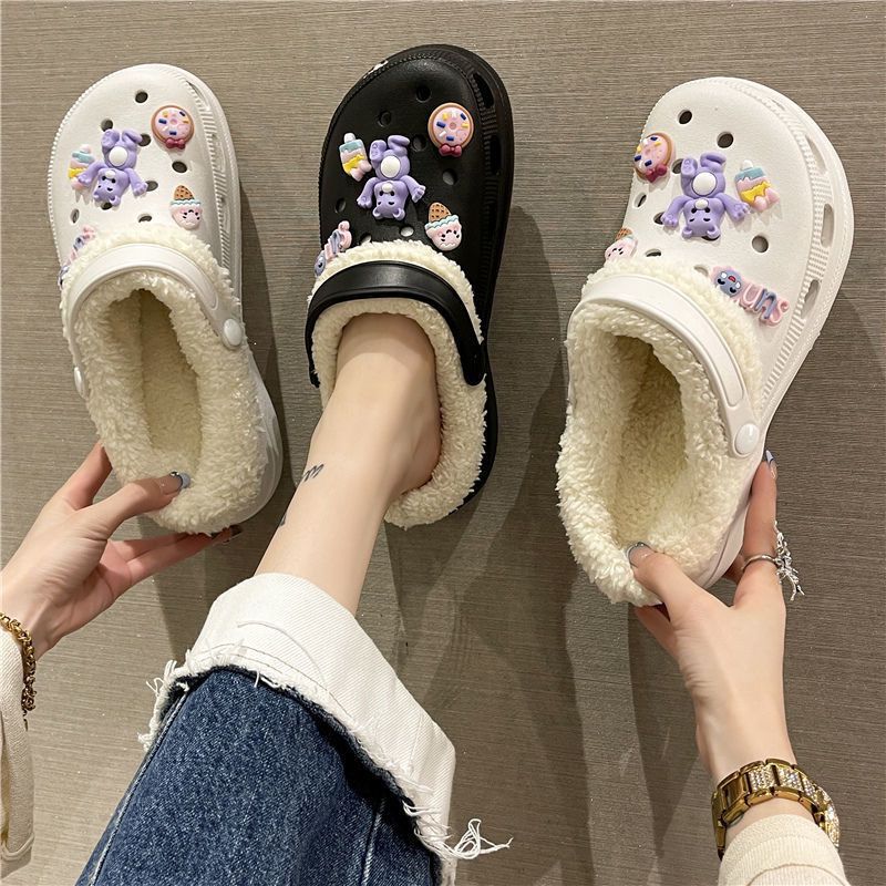 2025 croc shoes cotton slippers fleece-linedheattechpopularfashioneasiest for match indoor heightening eva casualoutwear cotton slippers
