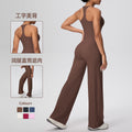 fashionpure color tight high elastic long racerback sports suit running fitness yoga clothes two-piece set