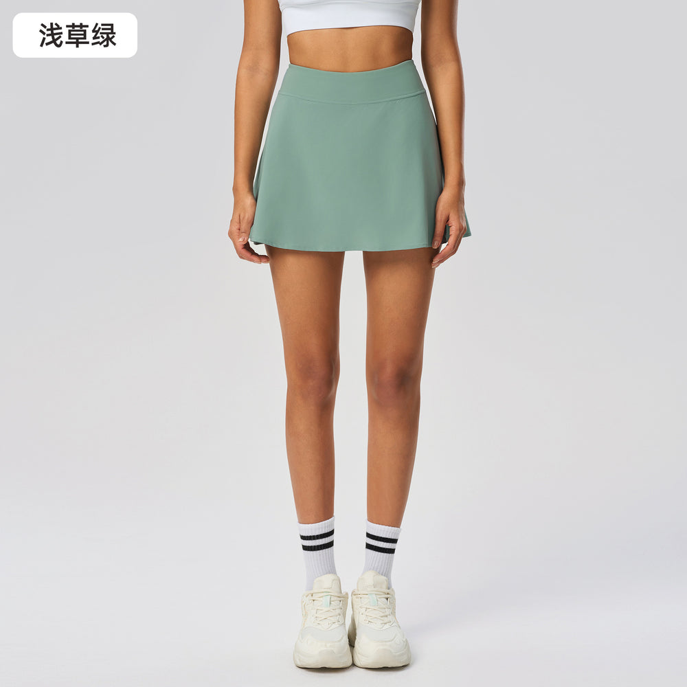 Summer fake two-piece sports skirt for women to cover crotch slimming look lined tennis skirt ice-like quick-drying yoga skirt d25010