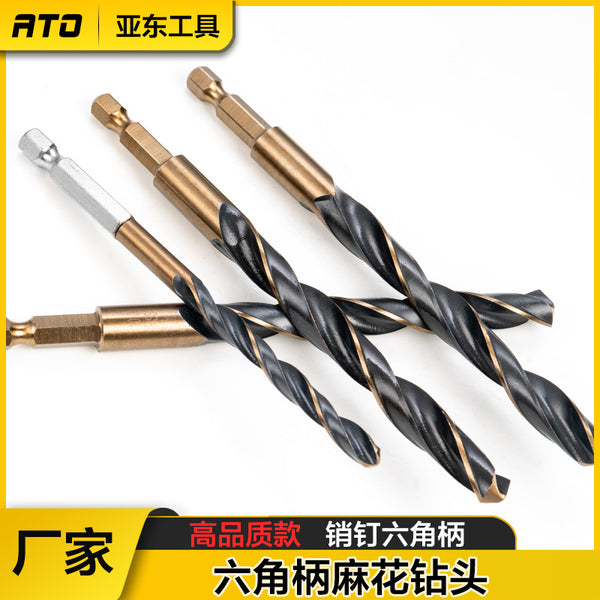 ATO hexagonal shank anti-skid twist drill bit High speed steel 4341 twist drill, metal stainless steel iron plate drilling drill bit