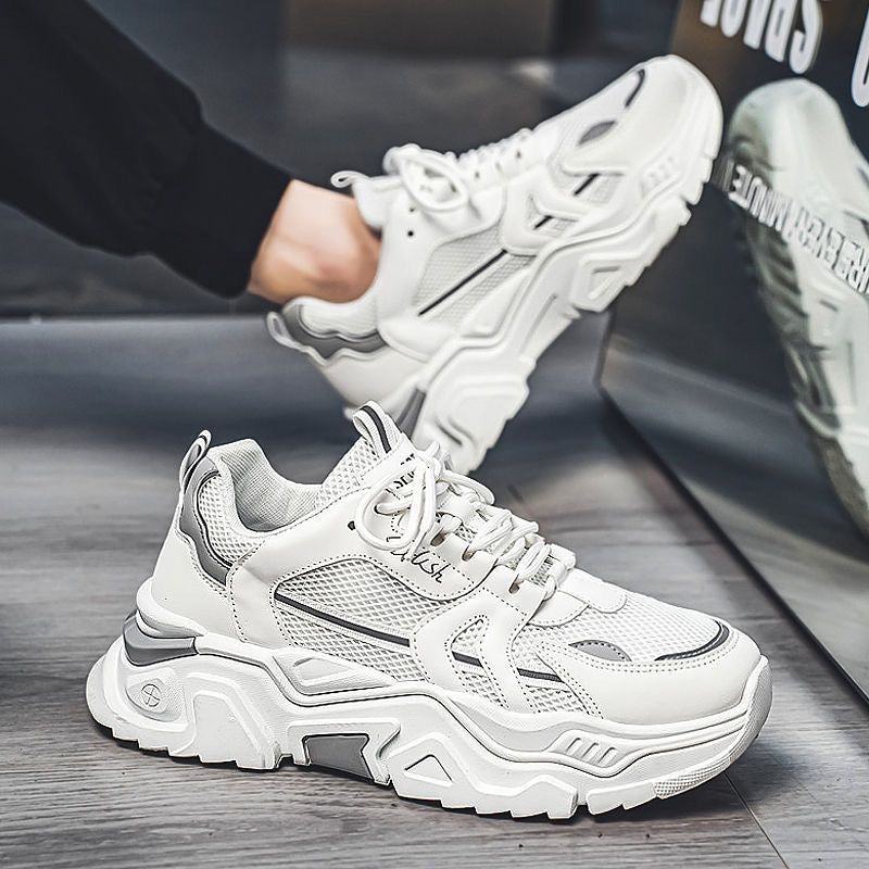 Men's winter breathable 2025 new trendy versatile youth sports casual chunky sole height increasing white dad shoes
