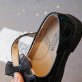 Vancahao kids' black leather shoes -  autumn new collection - girls' fashionable beaded bowknot patent leather princess shoes