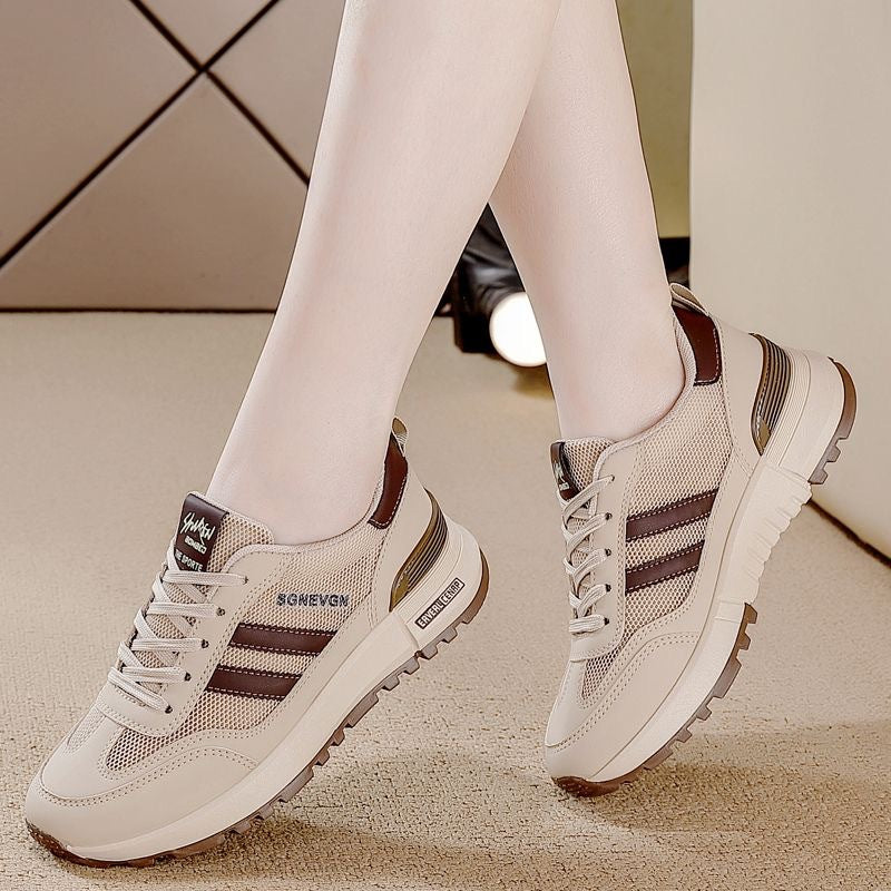 2025 spring/summer new mesh breathable plus size women's flat casual shoes versatile sneakers athletic running shoes for women