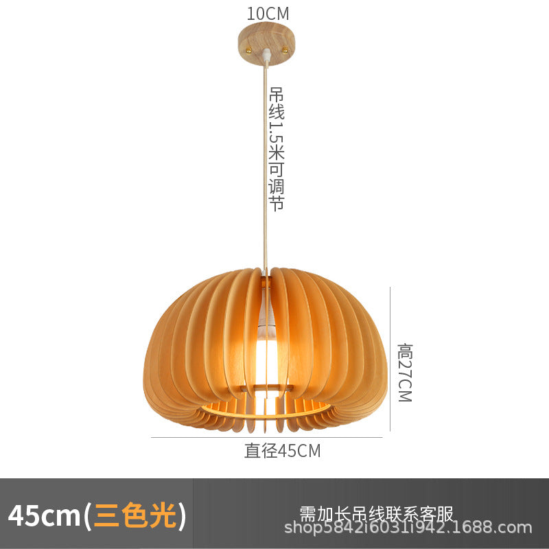 Zhongshan lighting manufacturers creative minimalist study restaurant B & B bar living room Nordic bedroom wood pumpkin chandelier