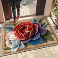 3d rose diatomite mat - absorbent, quick-drying, non-slip floor mat for bathroom, toilet, entrance, and doorways