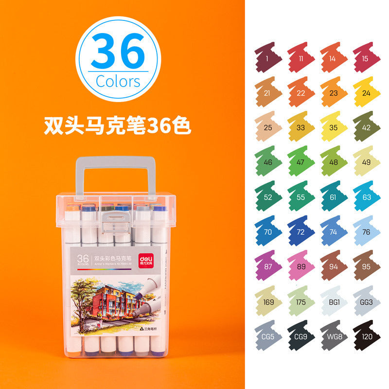 Deli Children's Washable Soft Head Marker 48 Colors Student Watercolor Pen 36 Double Head Color Brush Wholesale