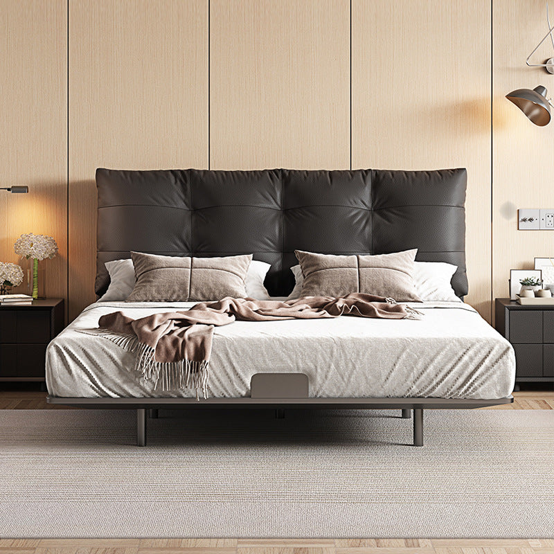 New arrivalcasual master and secondary bedroom ultra-thin bedside space-saving leather bed small apartment with double soft bag popular wedding bed