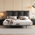 New arrivalcasual master and secondary bedroom ultra-thin bedside space-saving leather bed small apartment with double soft bag popular wedding bed