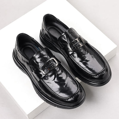 Leather shoes for men, business casual formal wear, live broadcast, hand-grabbed pattern, british style lazy slip-on, wedding loafers, bean shoes