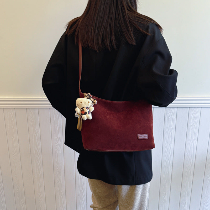 Retro premium matte women's bag high value leopard print commuter oblique span bag casual lazy wind underarm shoulder bag