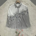 wholesale women's long-sleeved shirts, trendy all-season shirts with popular cross-border print designs, dropshipping available