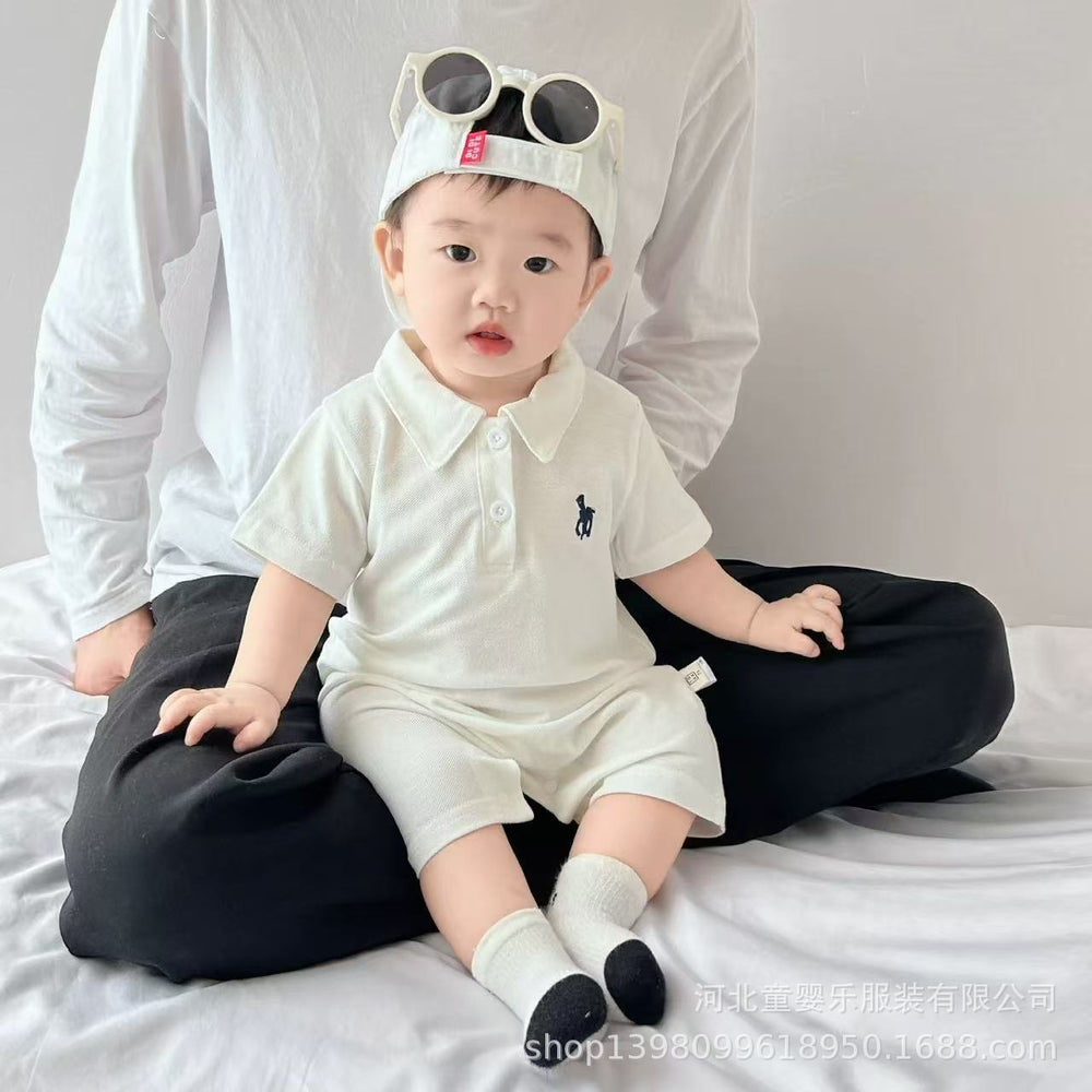 Baby summer lightweight versatile short-sleeve romper, boys' summer outfit, kids' fashion short-sleeve polo shirt t-shirt