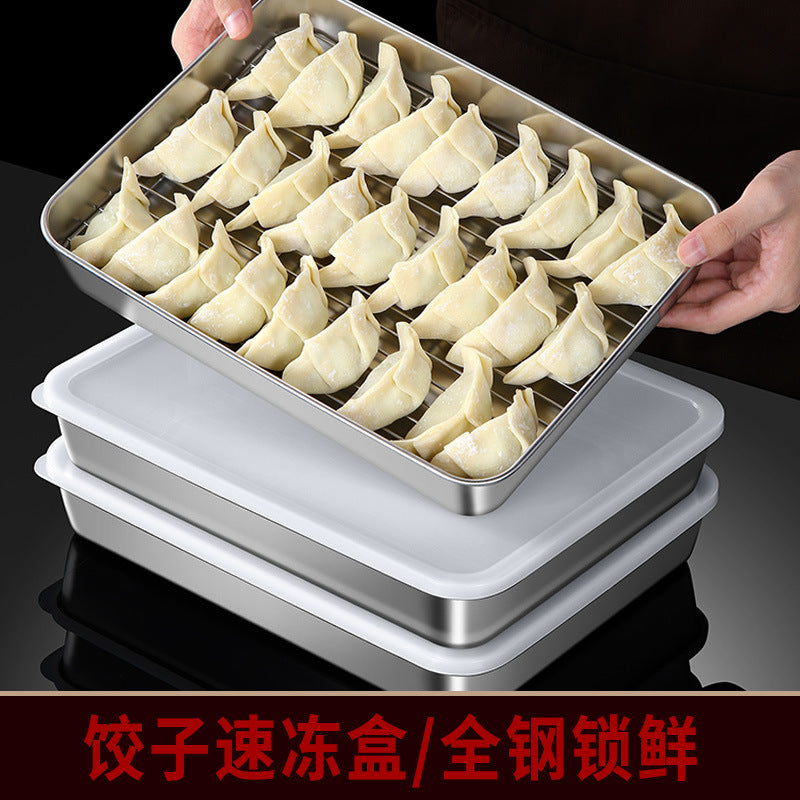 304 stainless steel refrigerator crisper, kitchen quick-frozen dumpling box, food box, sealed storage, frozen crisper