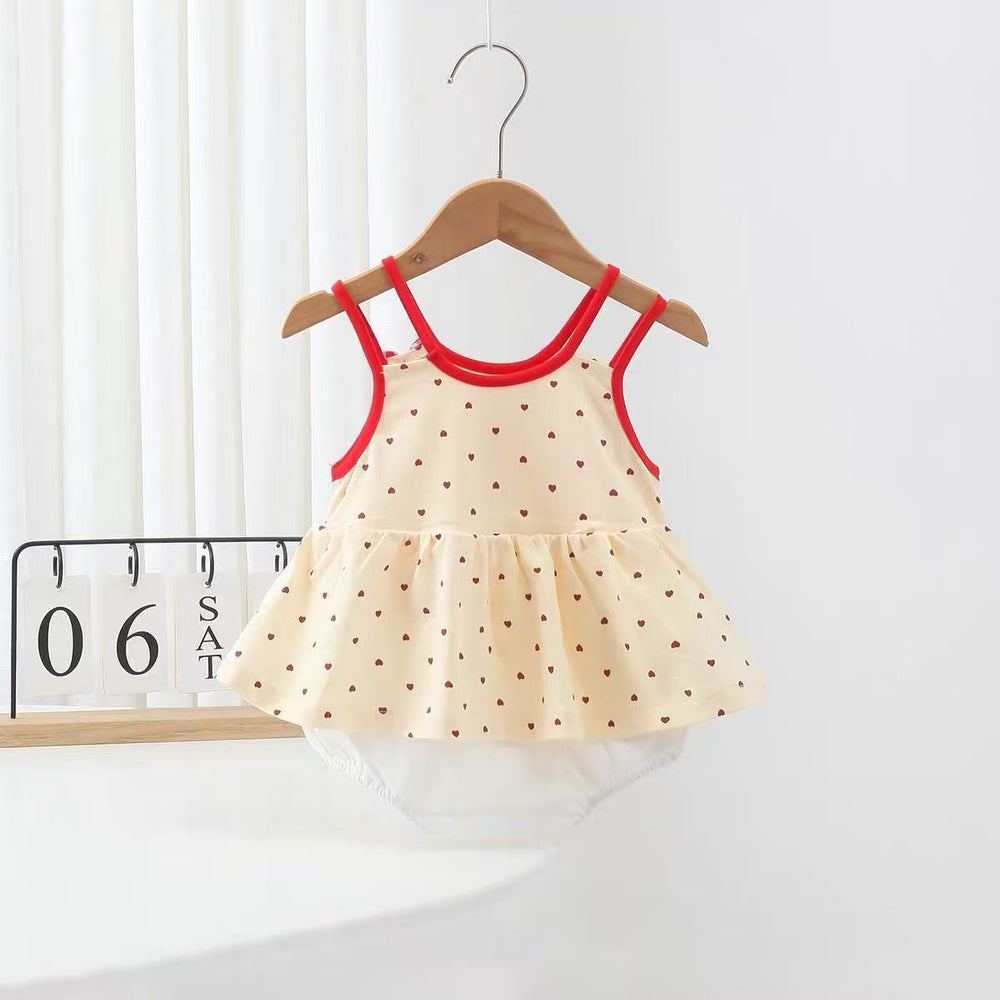 New arrival vest dress for baby girl summer girl k-style cartoon cute printing sleeveless suspender bag butt outing clothes