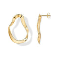 Brass electroplated real gold cross-border women's 14k wave-shaped stylish pendant earrings lightweight twisted infinite ring
