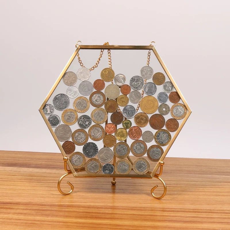 2026 new round coin frame desktop ornament gift coin collection frame metal copper edge material ornament