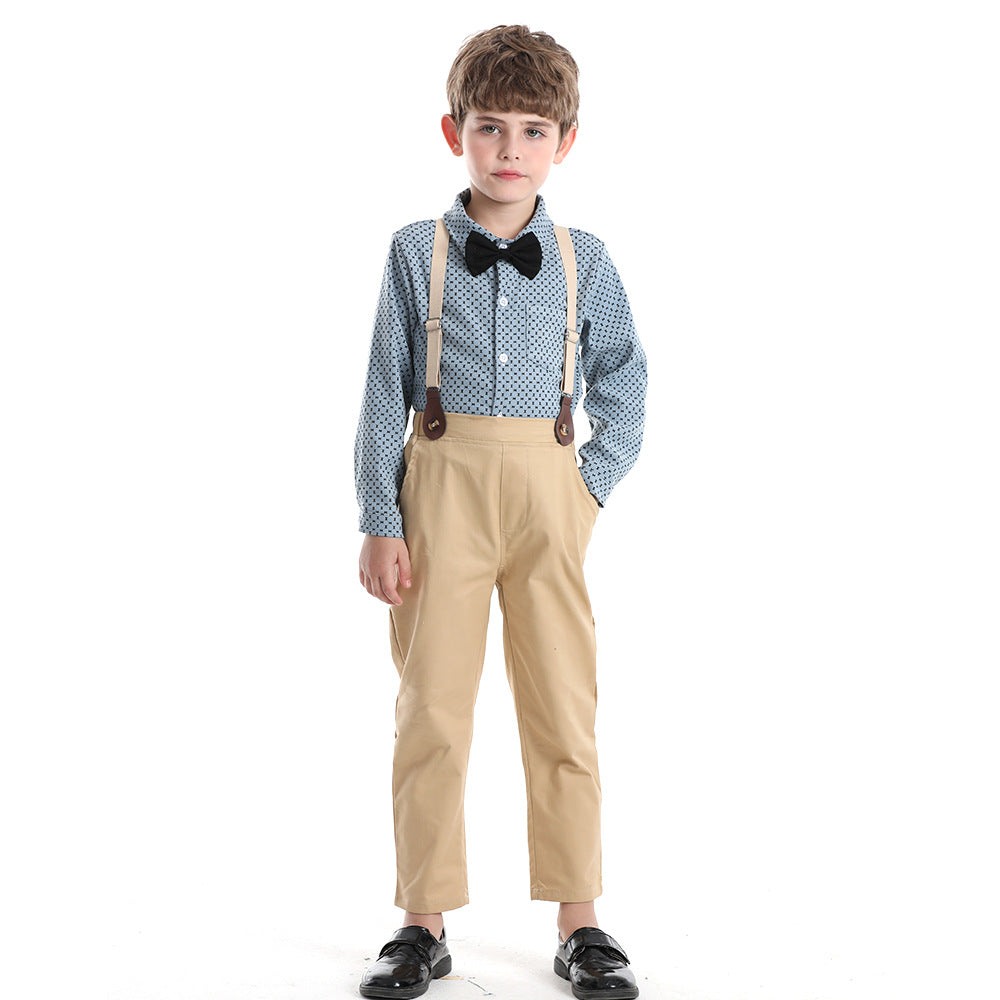 Wholesale from the source manufacturer: boys' outfits, new children's clothing, long-sleeved shirts, overalls, spring new arrivals