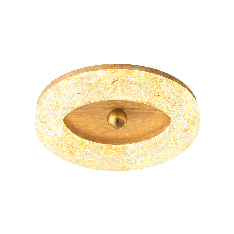 Walnut color resin ceiling light, advanced sense eye protection study round Italian minimalist master bedroom light luxury ceiling light