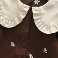 Girls' spring/autumn new set: floral embroidered peter pan collar sweet long-sleeve top and skirt two-piece outfit - cross-border children's clothing