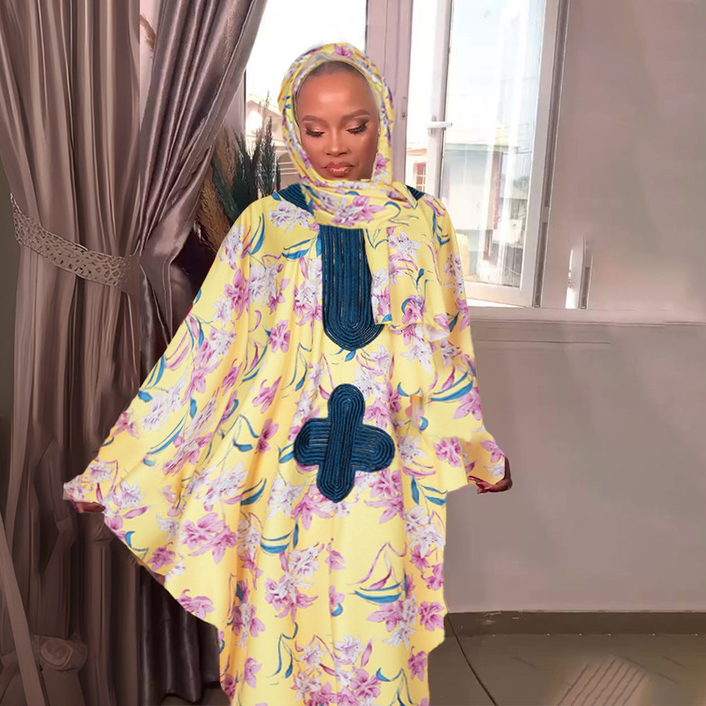 Aliexpress   summer hot selling printing robe fashionplus size african women's dress comes with headscarf
