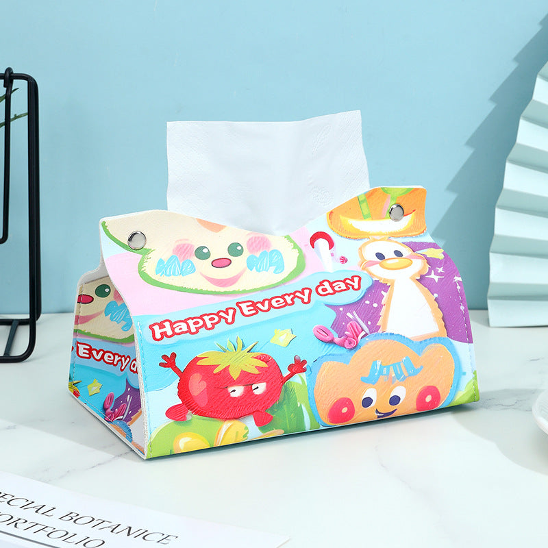 Cartoon Snoopy tissue box plaid living room family car bathroom napkin paper box pumping paper box pumping paper towel box