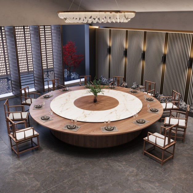 Hotel banquet electric large round table dining table with turntable high-end desktop 10 people 20 people box hotel hot pot table