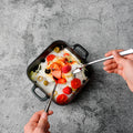 Japanese creative double-ear ceramic for home oven plate microwave oven baking dish cheese rice dish direction matte black plate