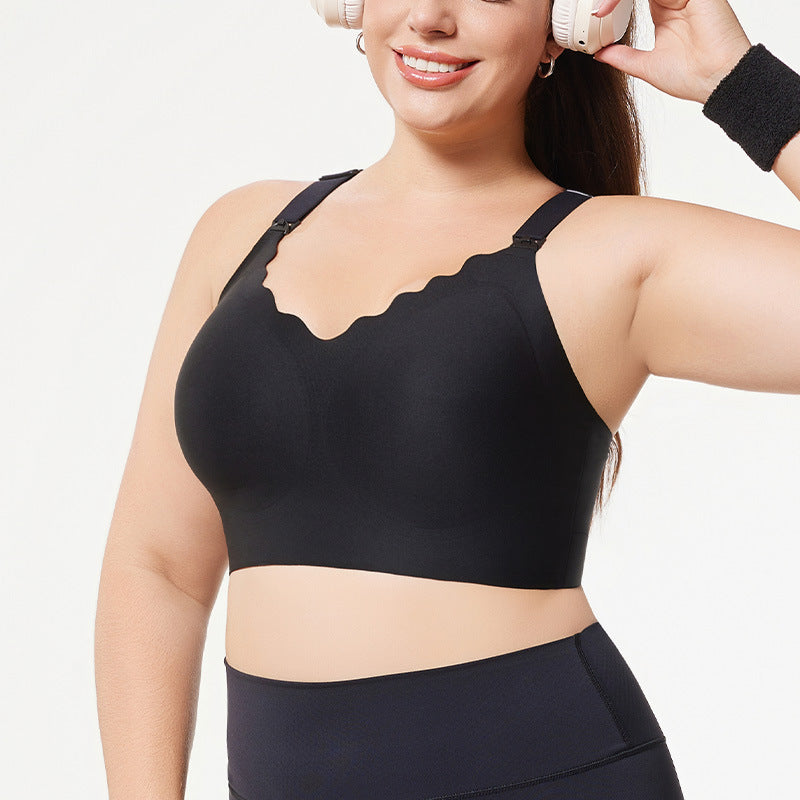 Fashionexport fatmm seamlessplus sizeintimates female big breasts show small push-up side closing beautiful back sports intimates