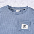 Baby boy & girl casual waffle knit pocket short sleeve top & shorts set