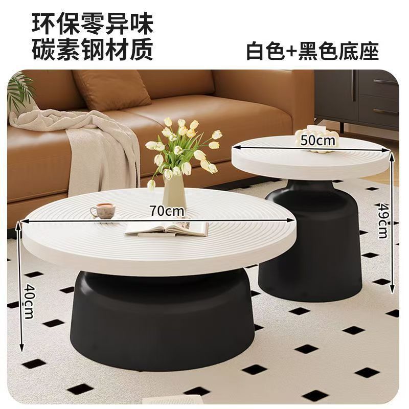 Round coffee table living room  new home light luxury high-end carbon steel small coffee table modern minimalist small apartment