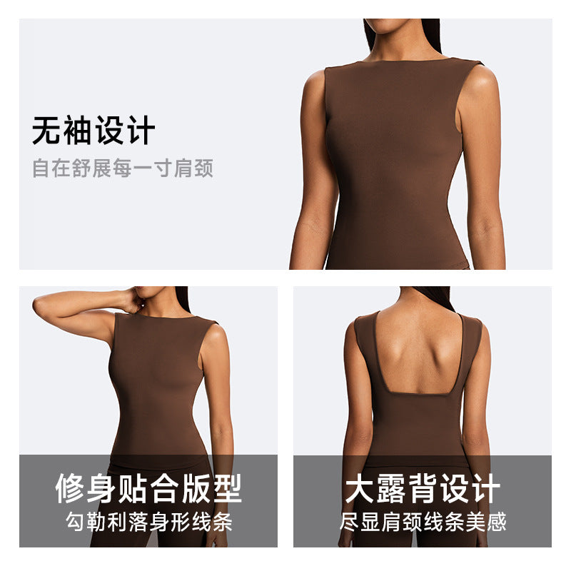 European and american eco-friendly fabric yoga tank top - slim fit, sexy, sleeveless, quick-dry activewear for outdoor exercise and fitness