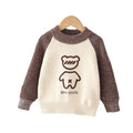 Kids' fleece-lined sweater:  winter collection - thickened pullover knit top, korean style, boys' crew neck wool sweater