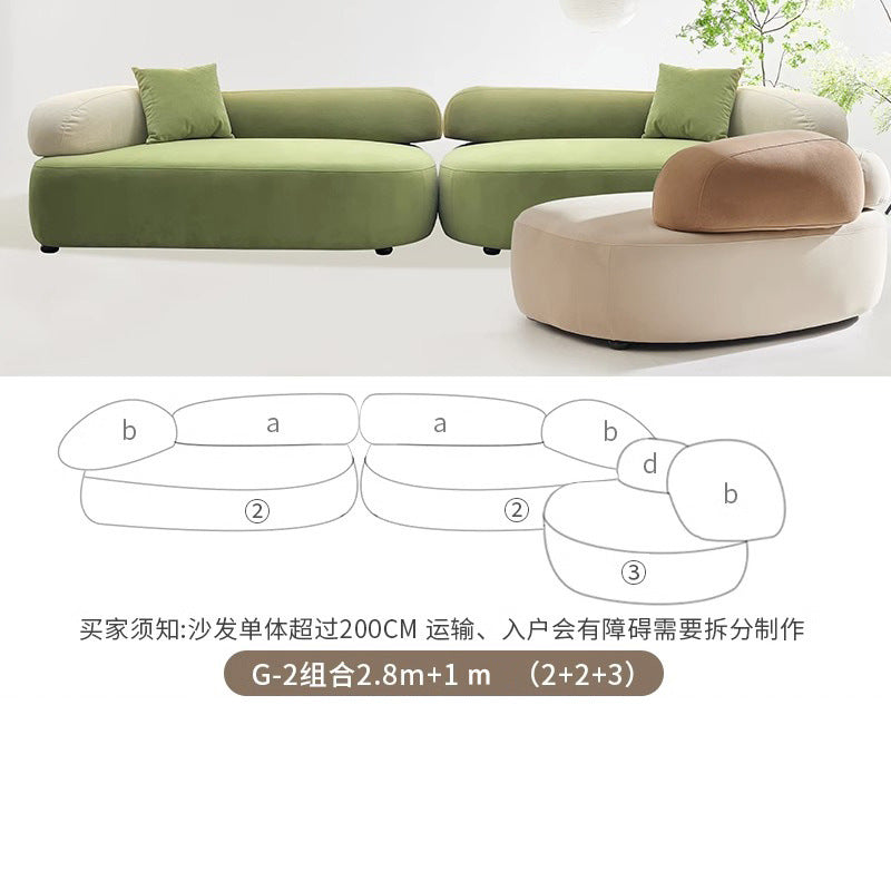 Italian pebble fabric special-shaped designer popular creative cream style curved module club hotel sofa