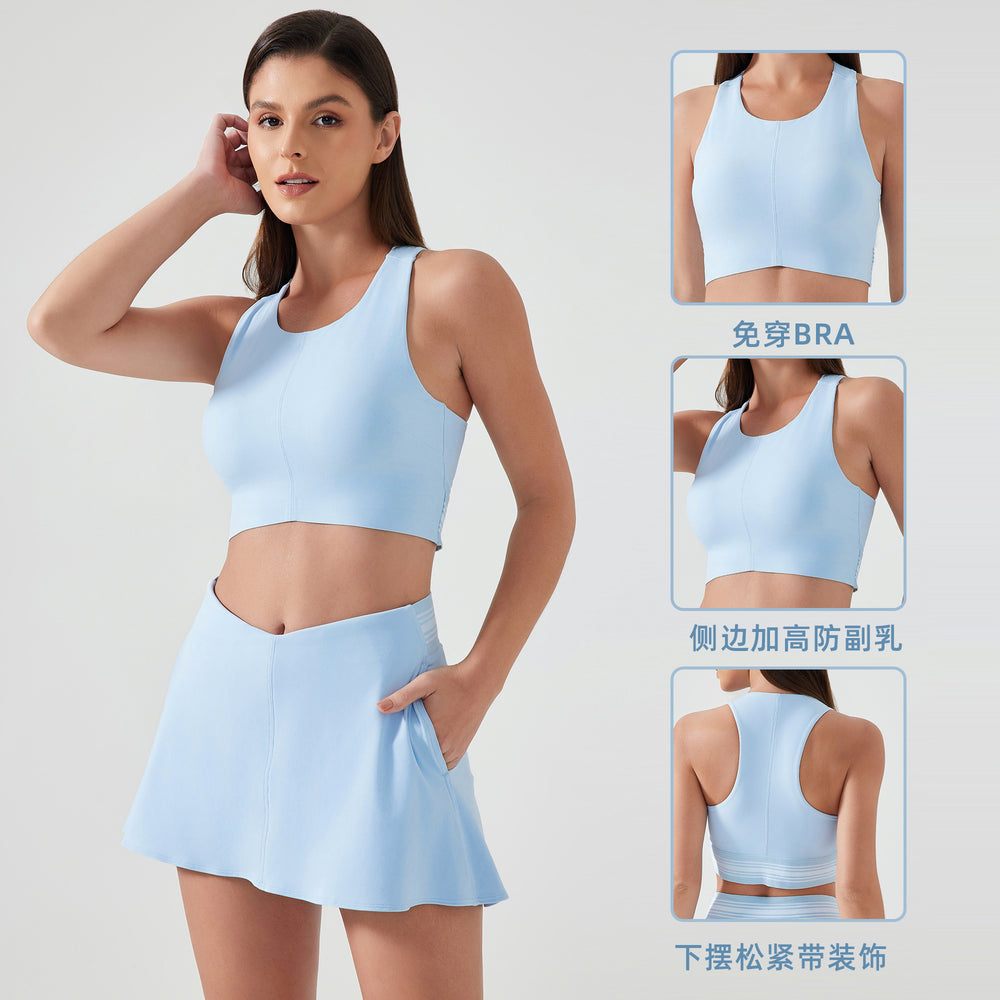 New high-impact tank top sports bra - seamless, backless, push-up, side support, yoga bra d25020